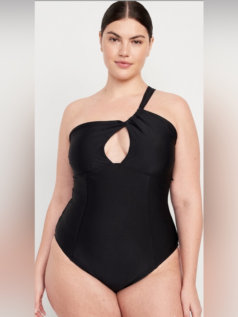 Old Navy One Shoulder Cut Out Swimsuit 3X Plus Size Black One Piece